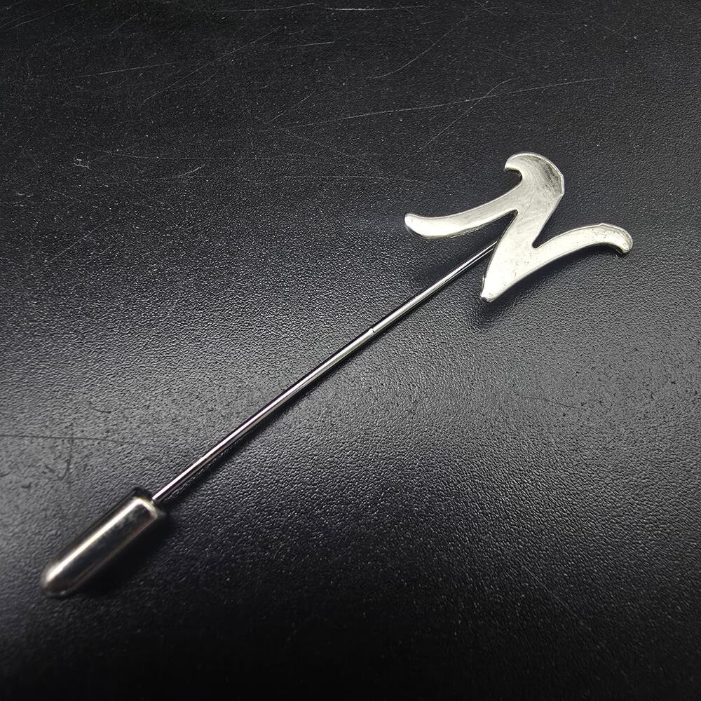 Vintage Silver Tone Letter N Initial Stick Pin Monogram Timeless Classic NOS